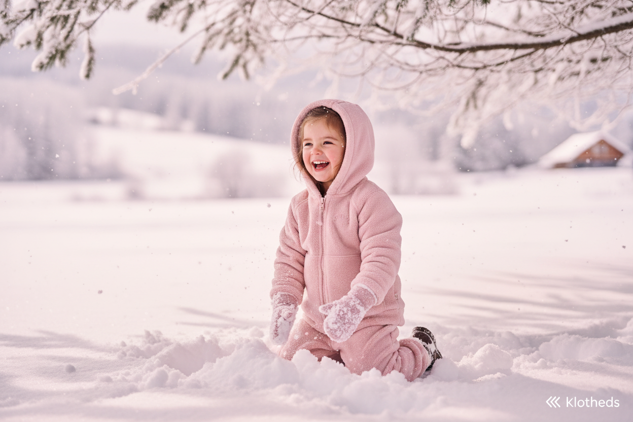 Bambina con completo pile rosa