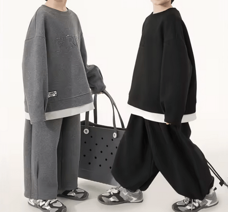 Completo Invernale Ragazzo – Felpa in Pile Spesso e Pantaloni in Velluto a Coste - Klotheds