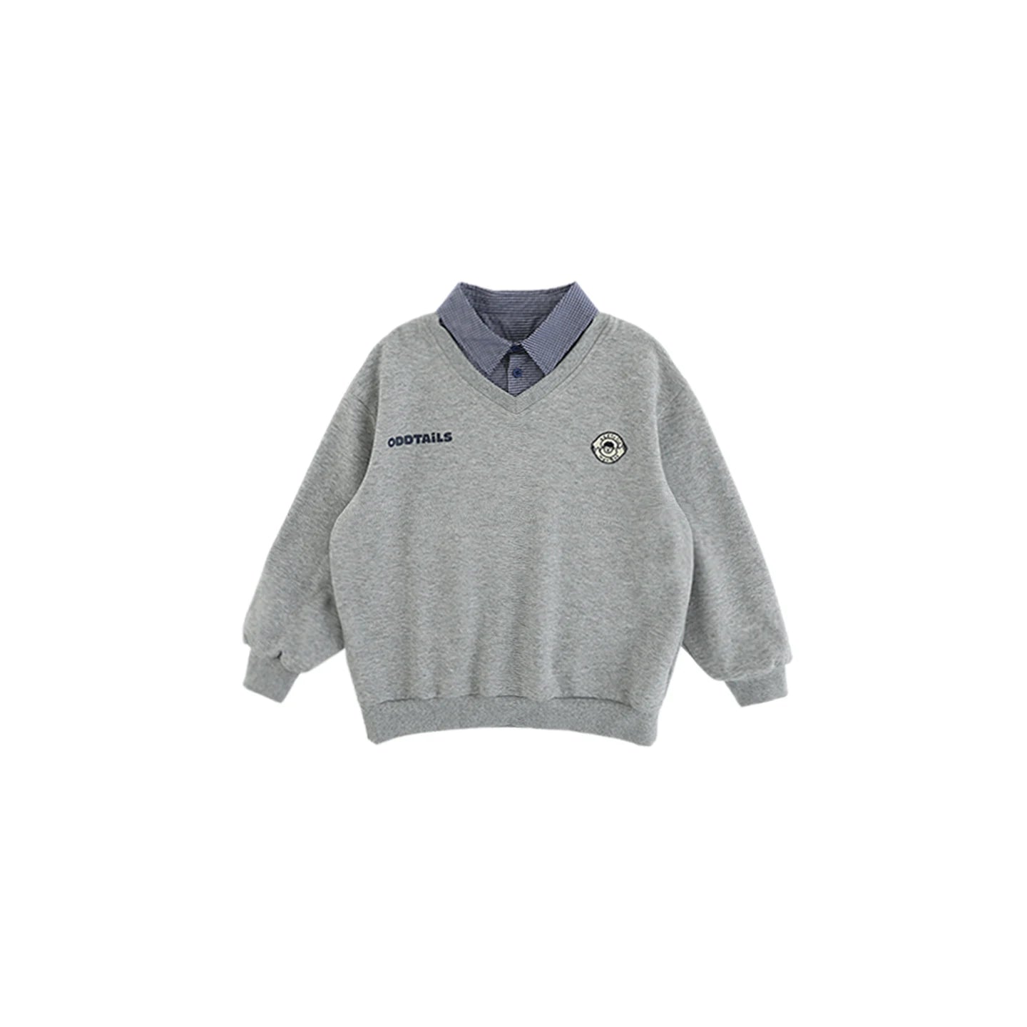Felpa con collo Polo in cotone per ragazzo – blu scuro o grigio - Klotheds