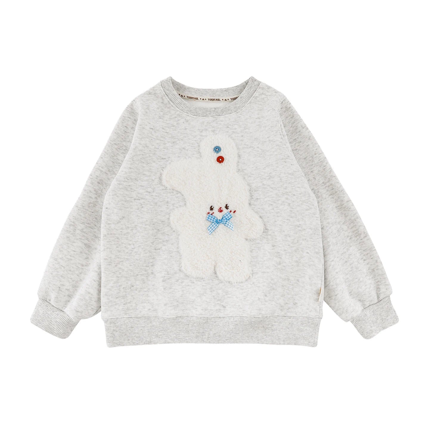 Felpa da Bambina con Patch Coniglio in Stile Cartone Animato – Rosa, Rosso o Grigio - Klotheds