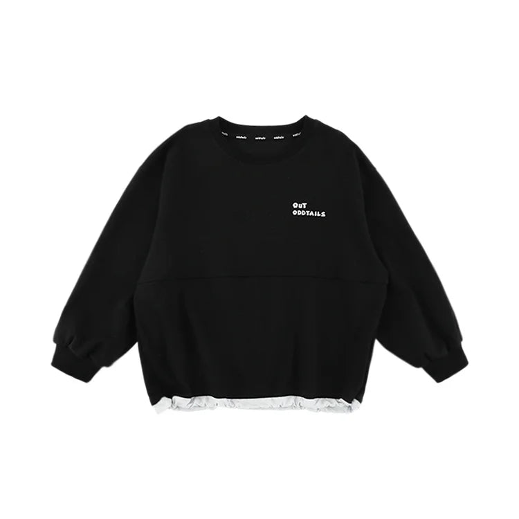 Felpa girocollo in cotone con effetto maglia per bambino – nera o grigia - Klotheds