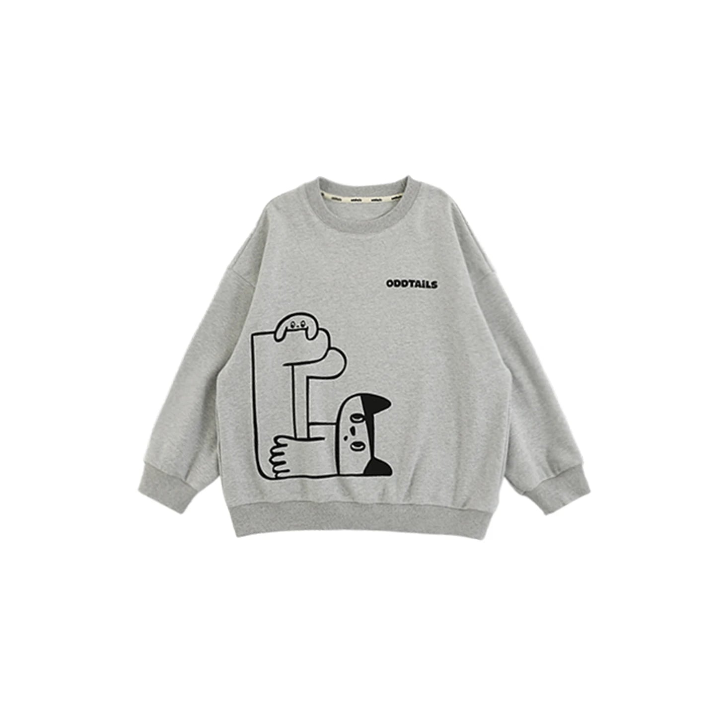 Felpa grigia in cotone con stampa gatto per ragazzo adolescente – maniche lunghe - Klotheds