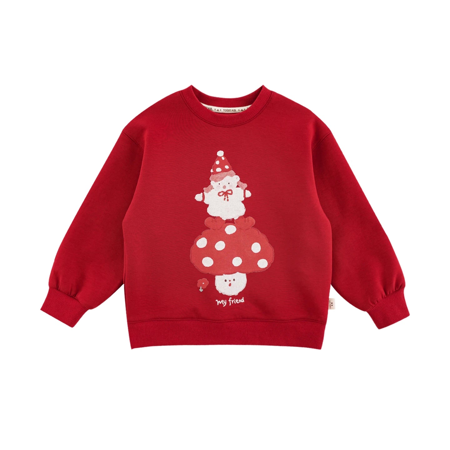 Felpa in cotone con motivi simpatici per bambina – grigia, beige, rosa o rossa - Klotheds