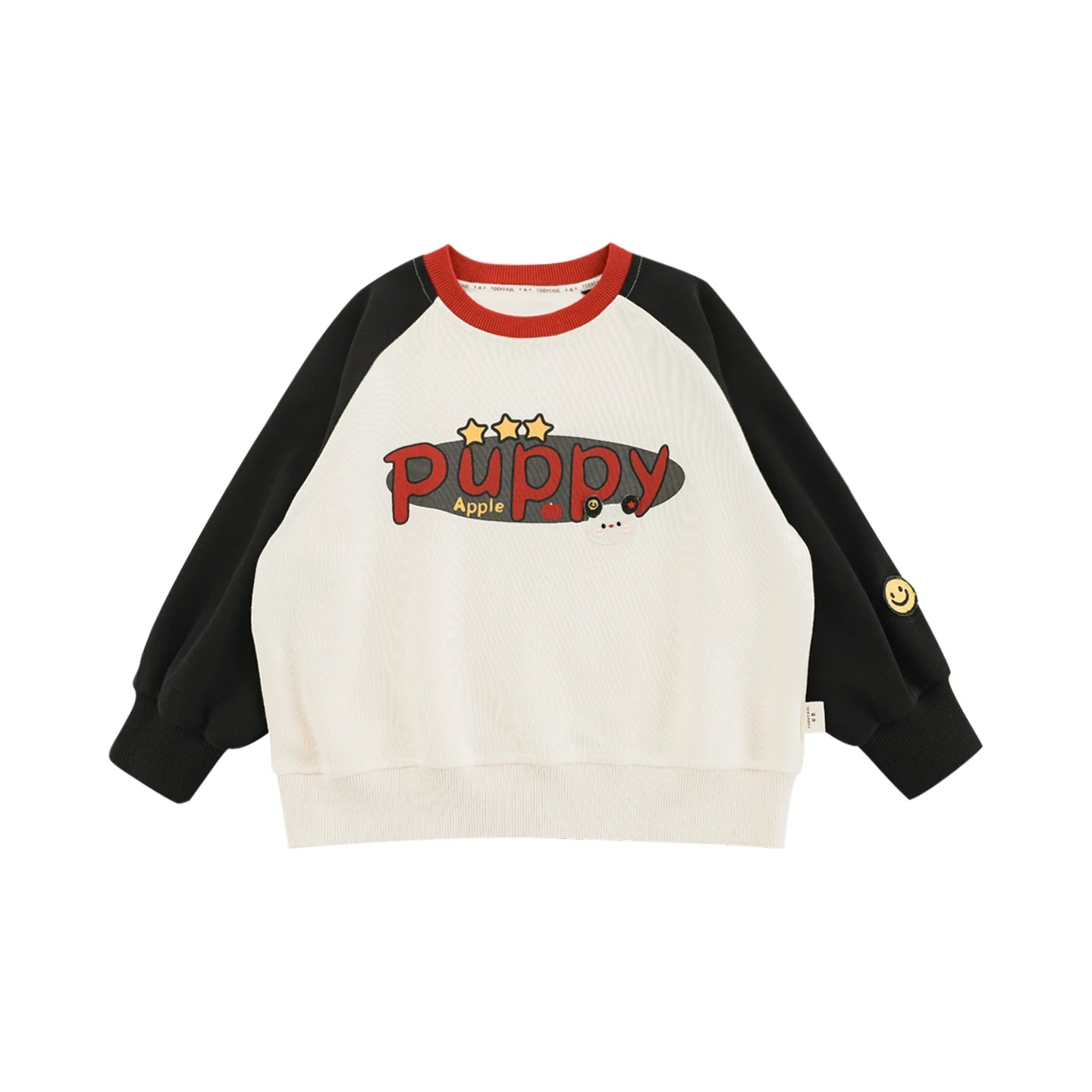 Felpa raglan con stampa cucciolo per bambino – rossa o nera - Klotheds