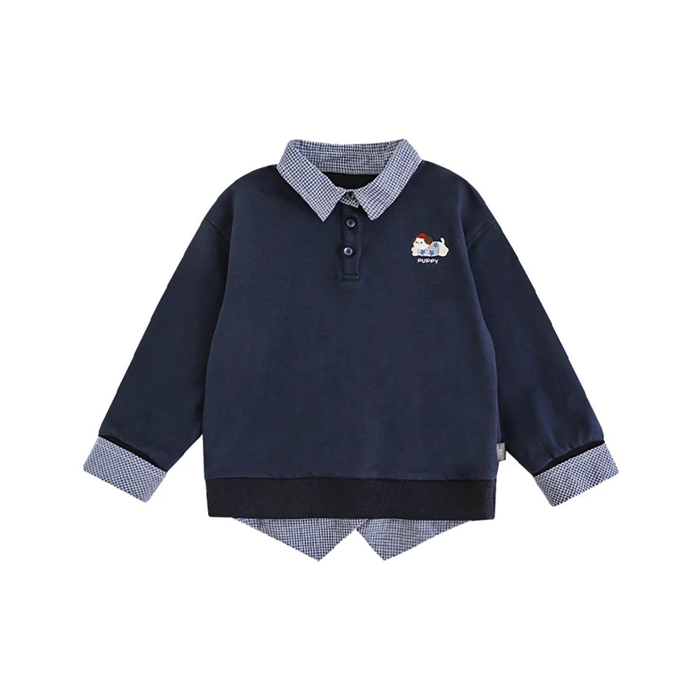 Felpa unisex con ricamo cucciolo per bambini – grigia o blu - Klotheds