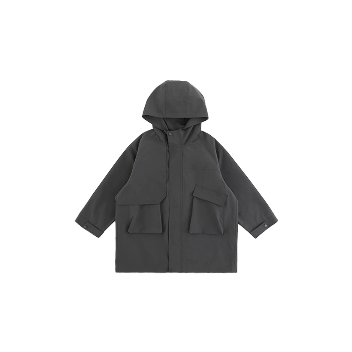 Giacca a vento con cappuccio per bambini a mezza lunghezza con tasca ampia - Klotheds