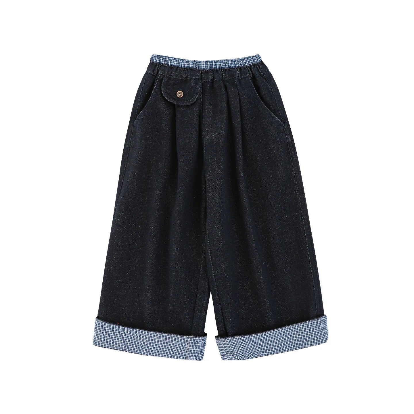 Jeans dritti a gamba larga in cotone per bambino – colore blu - Klotheds