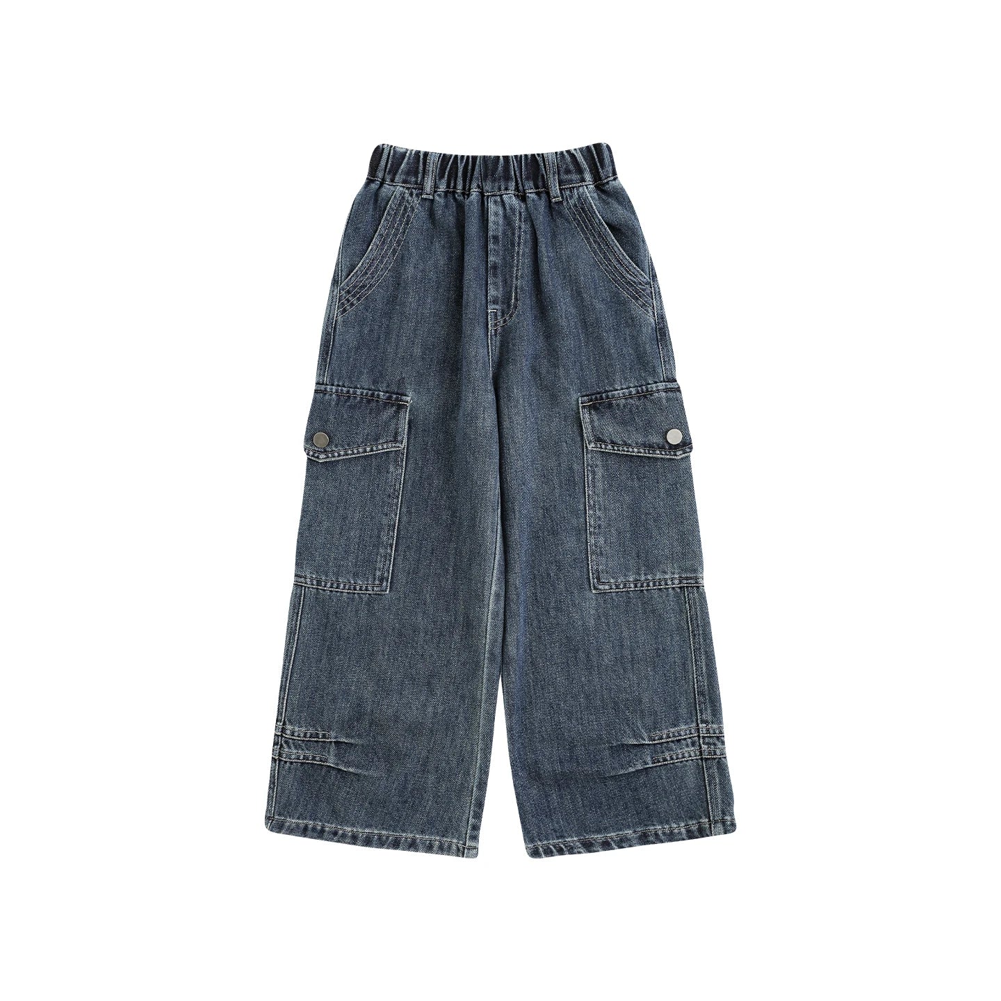 Jeans larghi in cotone per bambina – modello dritto semplice - Klotheds