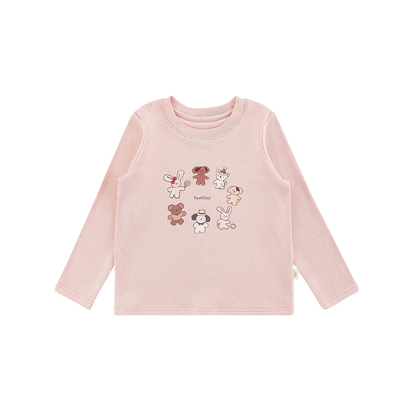 Maglia a maniche lunghe con stampa cartoon per bambina – rosa o beige - Klotheds