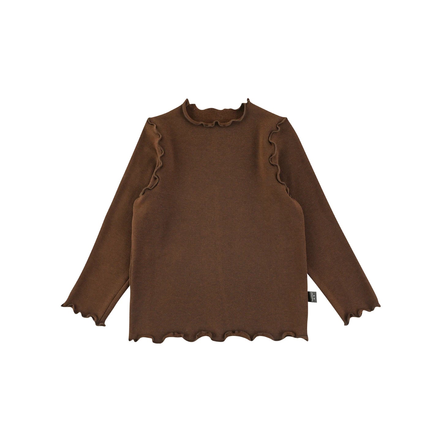 Maglia a maniche lunghe in tinta unita con ricamo ondulato per bambina - Klotheds