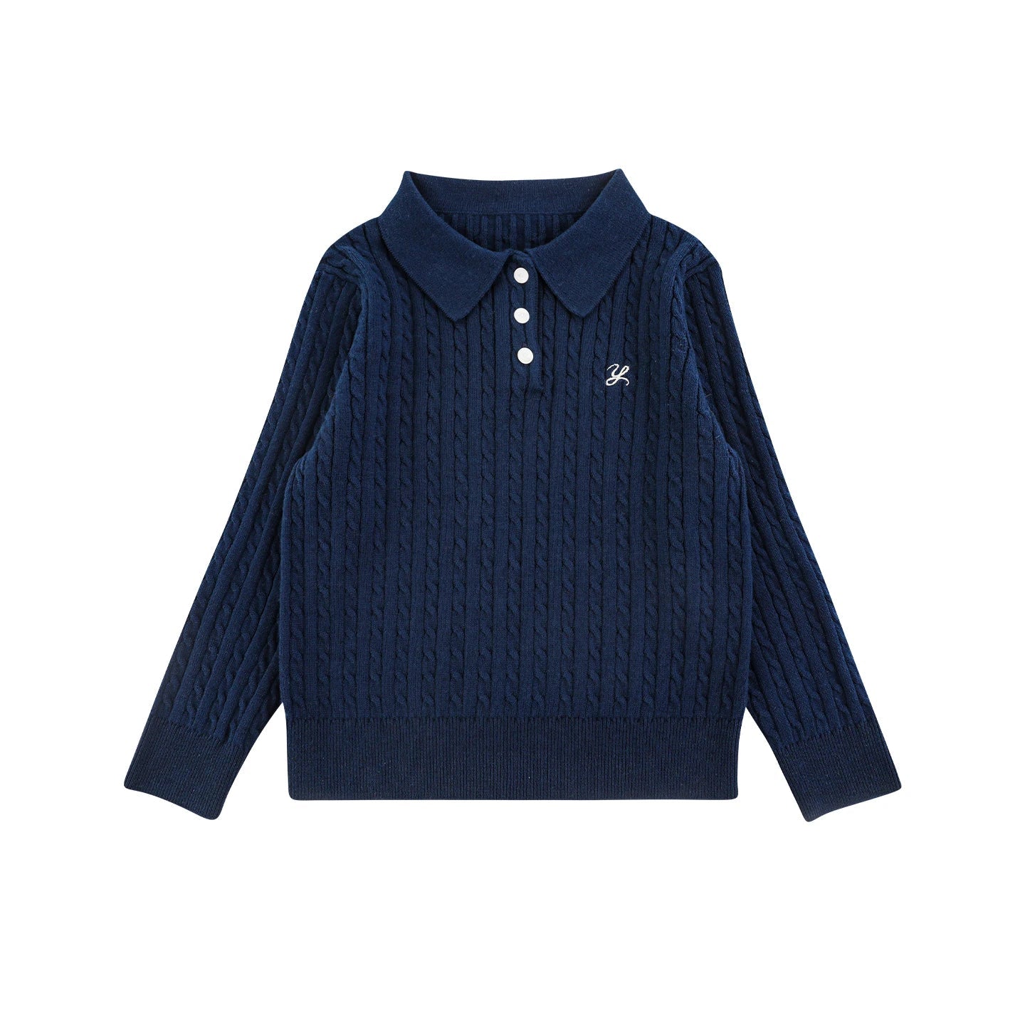 Maglione Polo in cotone con ricamo per ragazza adolescente – beige, grigio o blu scuro - 2x - 26% - Klotheds