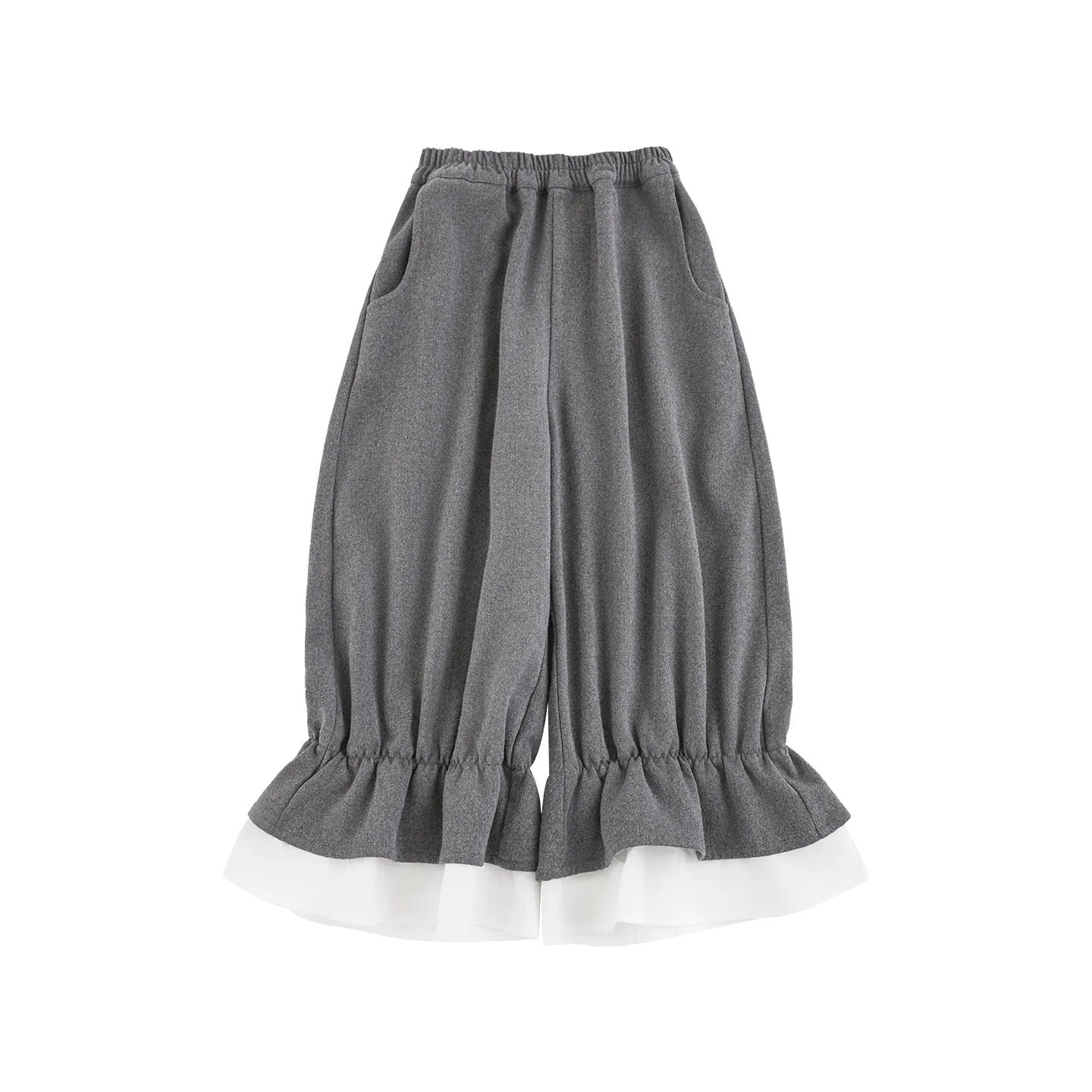Pantaloni con doppio orlo in cotone per bambina – marroni o grigi - Klotheds