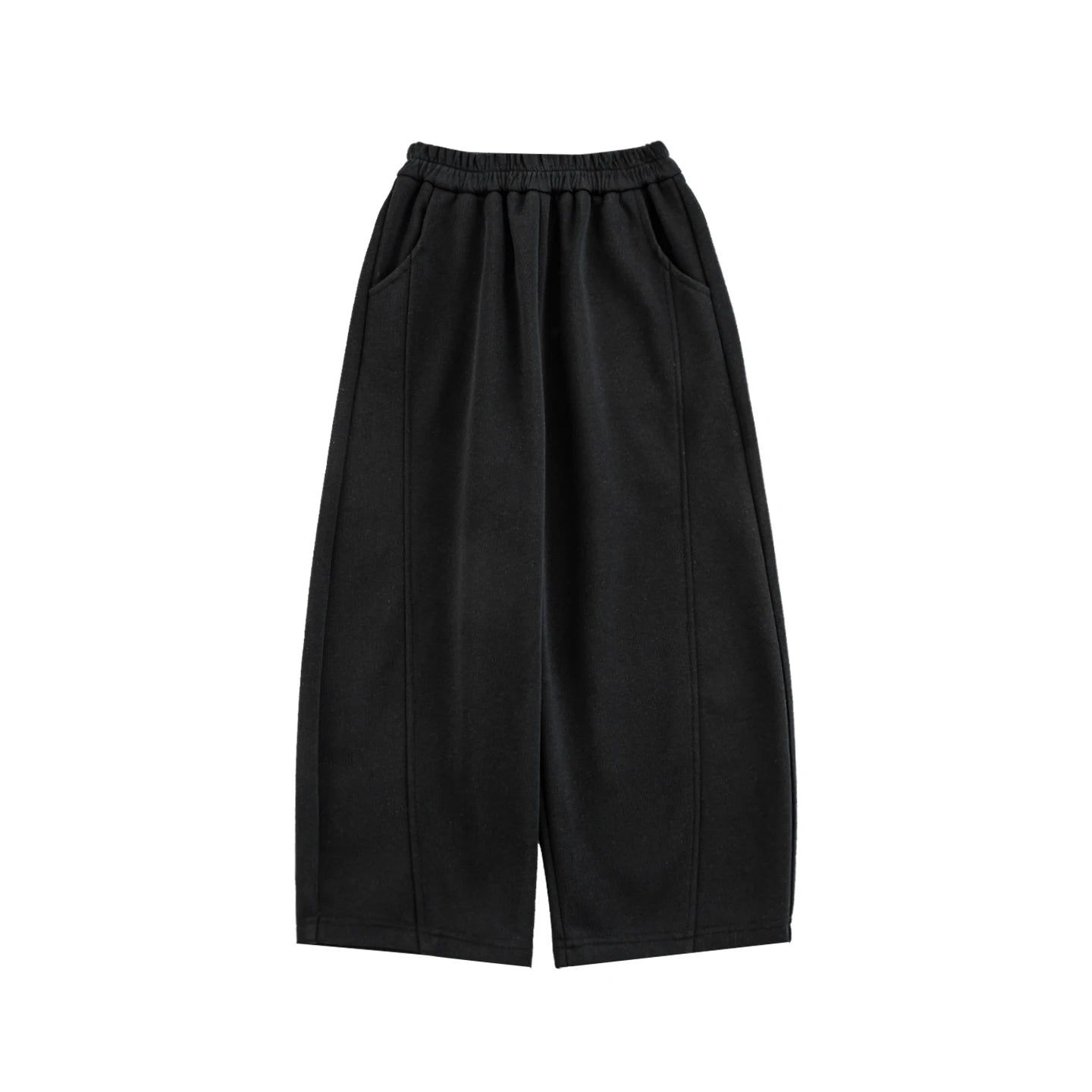 Pantaloni sportivi larghi in cotone per bambina – beige, grigi o neri - Klotheds