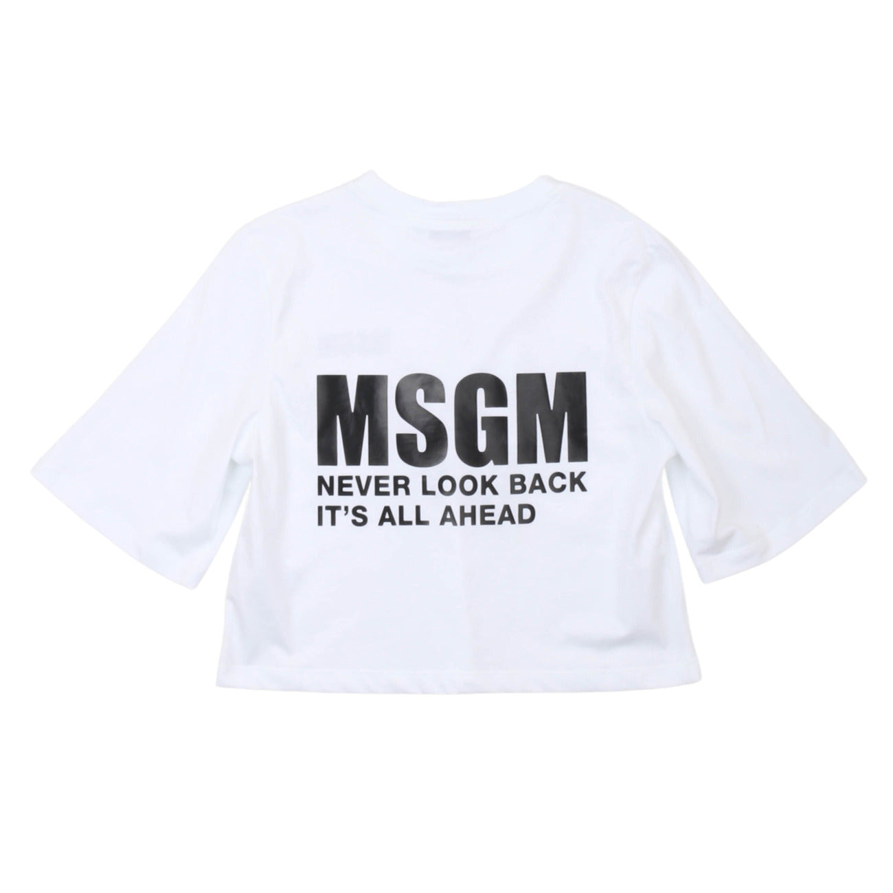 msgm - JERSEY CROPPED T-SHIRT GIRL WHITE/WHITE