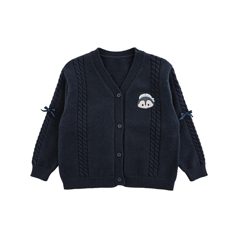 Cardigan Blu Scuro per Bambina – Morbido e Versatile, Perfetto per la Scuola