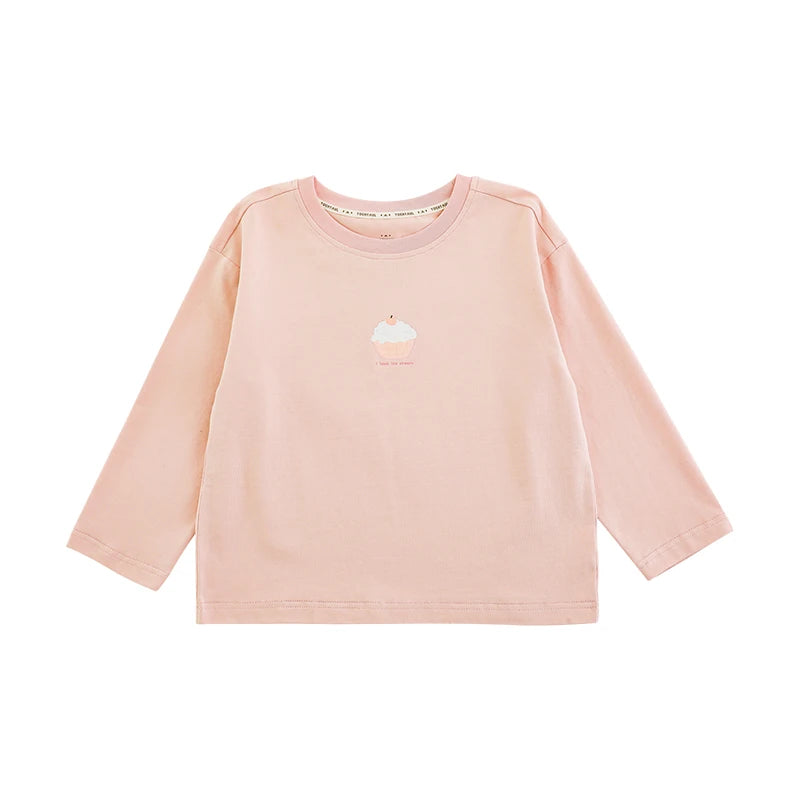 Maglia Primaverile per Bambina – Manica Lunga in Cotone e Spandex, Beige, Rosa, Giallo e Grigio