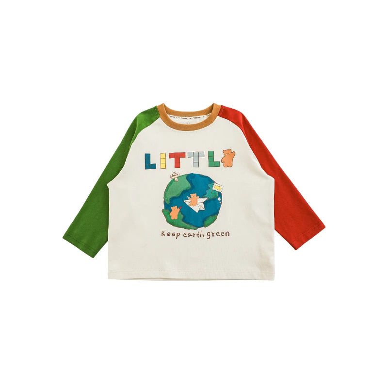 Maglia Bambino in Cotone – Manica Lunga, Bicolore, Azzurro e Giallo, Verde e Rosso