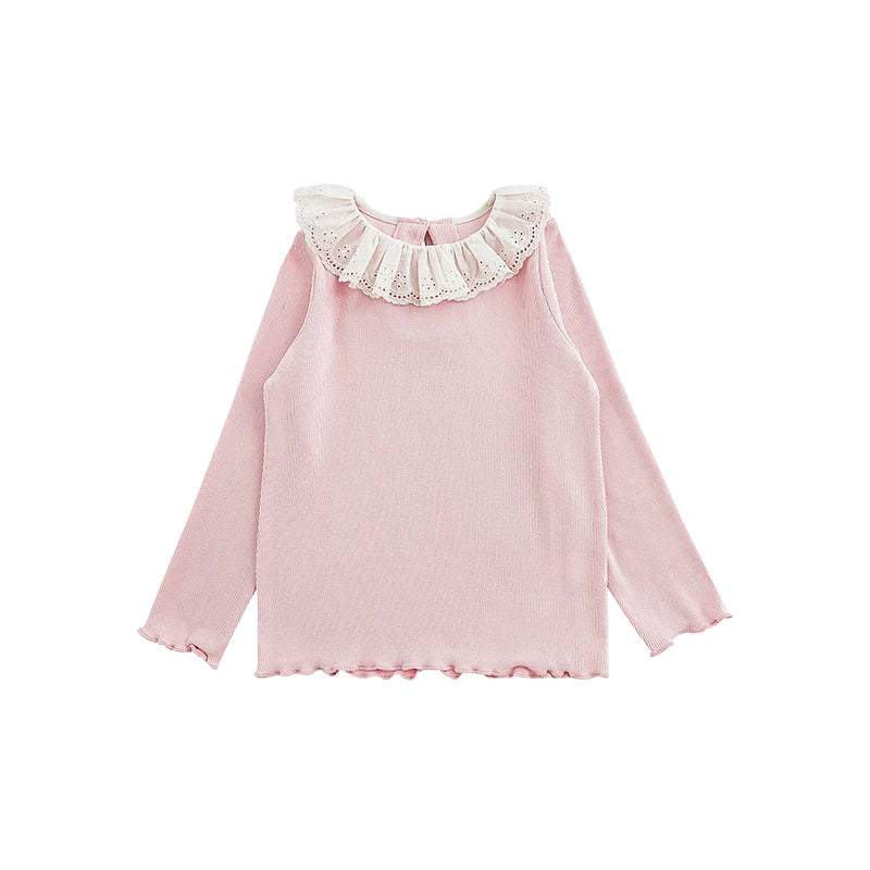 Blusa Bambina in Pizzo Traspirante – Elegante e Leggera, Colori Beige, Grigio, Rosa, Marrone e Nero