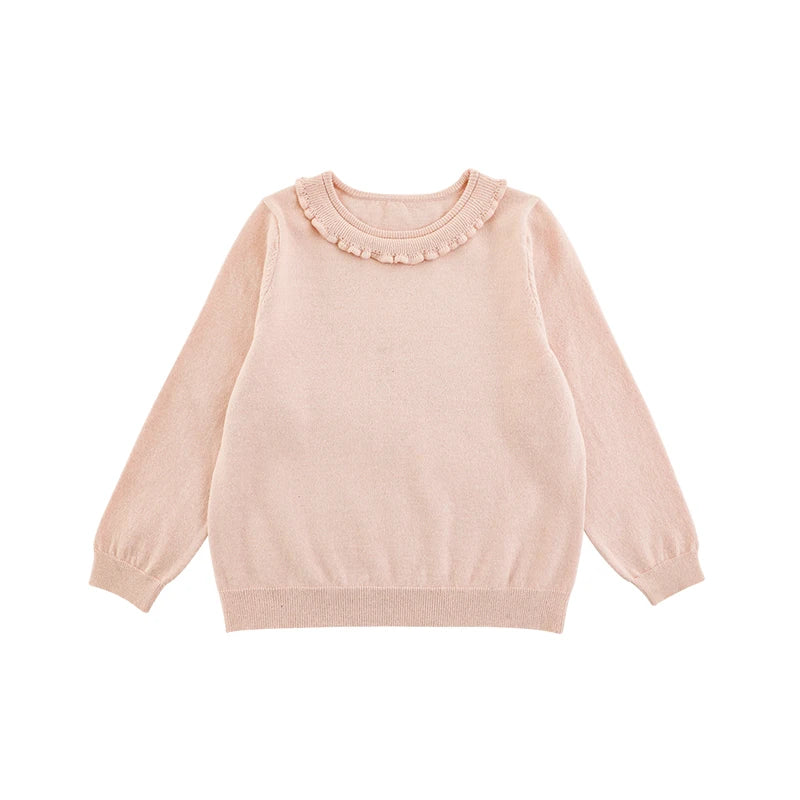 Maglia Elegante a Maniche Lunghe per Bambina – Tinta Unita, Stile Raffinato, Grigio, Rosa, Rosa Chiaro e Beige