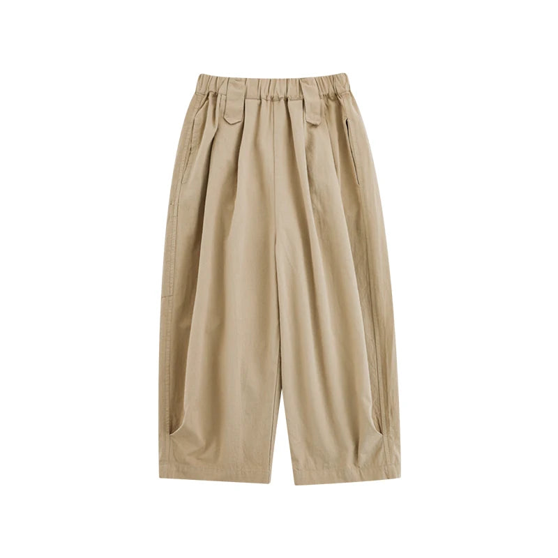 Pantaloni Casual in Cotone per Bambina – Tinta Unita e a Quadri, Beige e Kaki