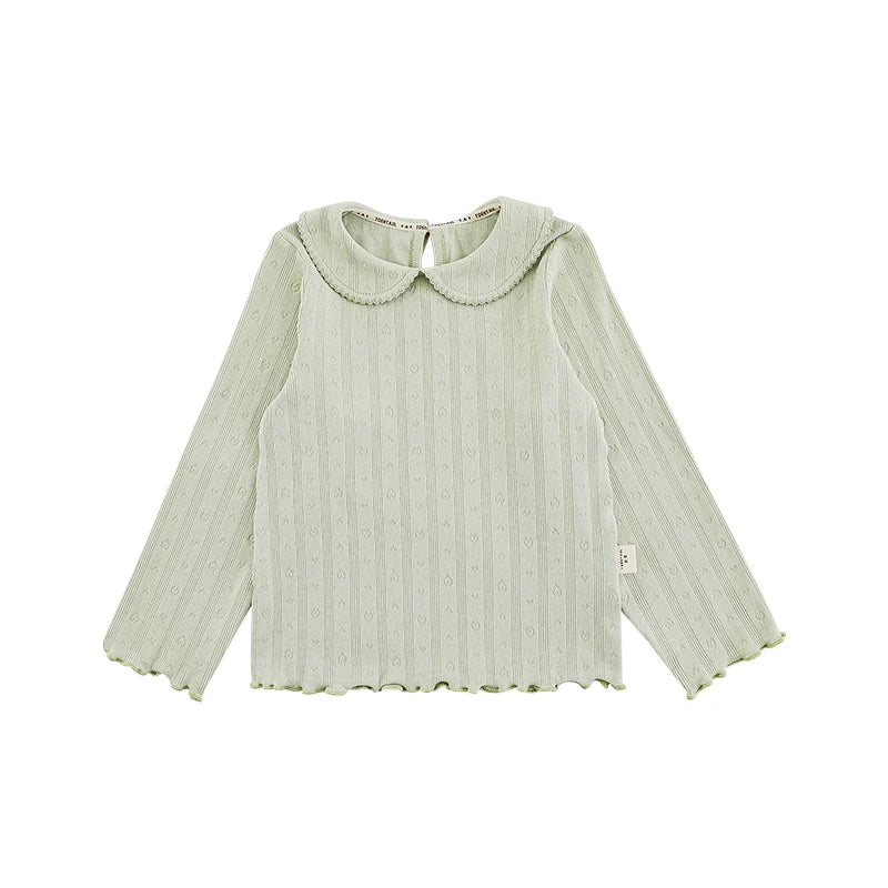 Blusa Bambina in Cotone a Maniche Lunghe – Tinta Unita, Leggera e Traspirante, Beige, Rosa, Verde, Primaverile