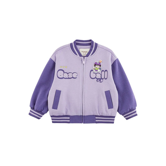 Giacca Baseball Bambino in Cotone – Viola e Blu Scuro, Stile Sportivo, Manica Lunga, Comoda e Casual