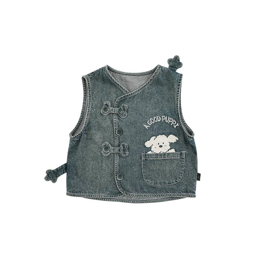 Gilet in Jeans Bambino e Bambina con Stampa – Stile Casual e Originale