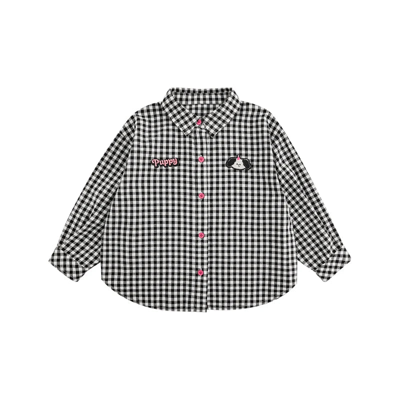 Camicia a Quadri Nera per Bambina – Stile Casual e Moderno, Perfetta per Ogni Stagione