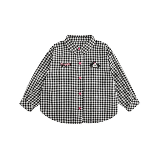 Camicia a Quadri Nera per Bambina – Stile Casual e Moderno, Perfetta per Ogni Stagione