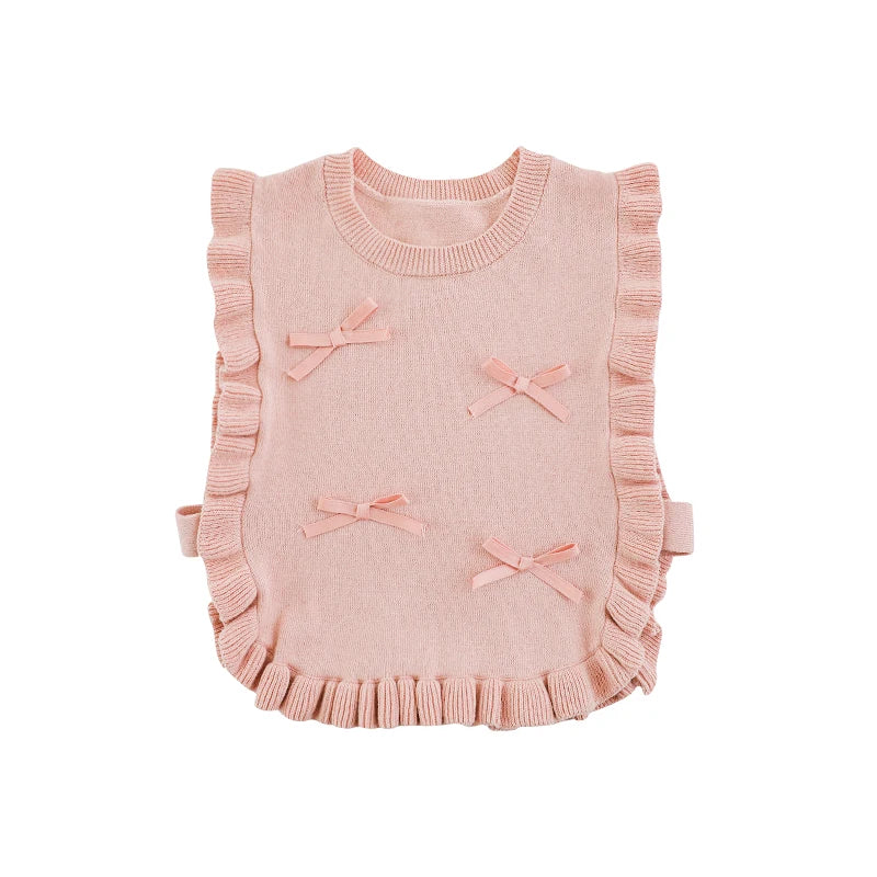 Gilet in Maglia di Cotone 100% per Bambina – Morbido e con Fiocchi, Rosa, Azzurro e Nero