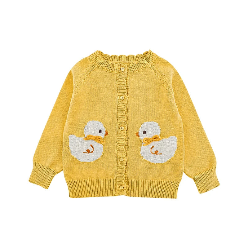 Cardigan Bambina in Maglia di Cotone 100% – Morbido e Confortevole, Colori Beige, Azzurro, Giallo e Rosa