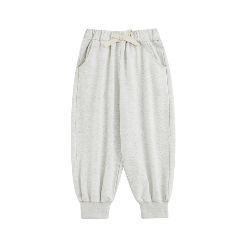 Pantaloni della Tuta Bambina in Cotone Elasticizzato – Jogging Comodi e Versatili, Beige, Grigio e Blu Scuro