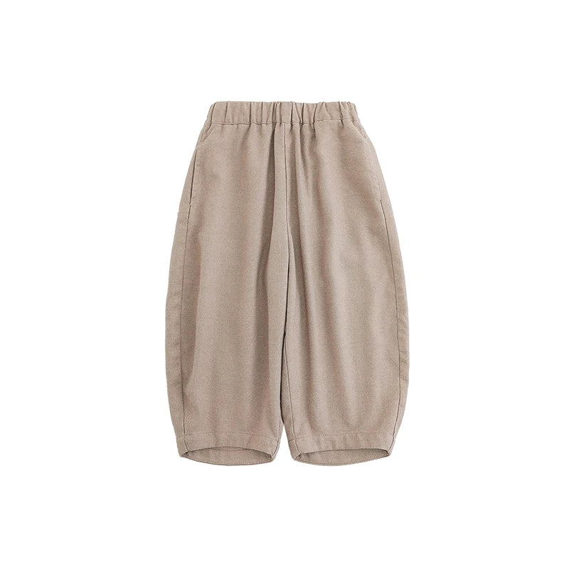 Pantaloni Larghi Bambino in Viscosa – Leggeri e Comodi, Primavera, Beige, Marrone Cachi, Verde