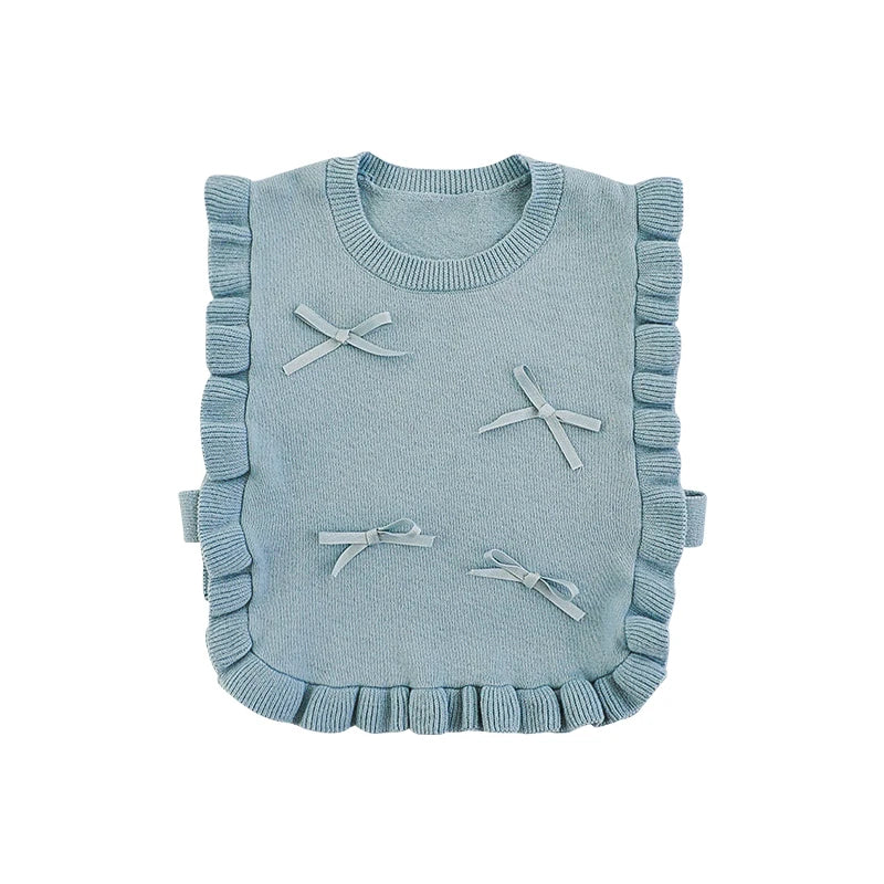 Gilet in Maglia di Cotone 100% per Bambina – Morbido e con Fiocchi, Rosa, Azzurro e Nero