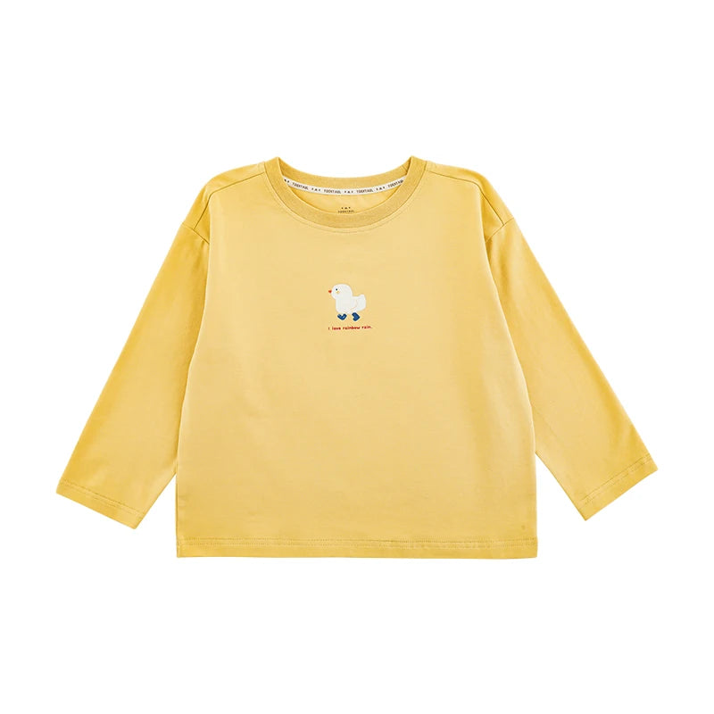 Maglia Primaverile per Bambina – Manica Lunga in Cotone e Spandex, Beige, Rosa, Giallo e Grigio