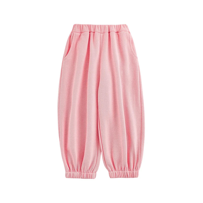 Pantaloni della Tuta per Bambina – Jogging Primaverile in Cotone, Vestibilità Comoda, Grigio, Beige, Rosa e Rosso