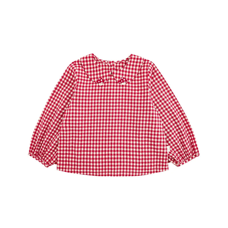 Blusa Rossa a Quadri per Bambina – Stile Casual e di Tendenza