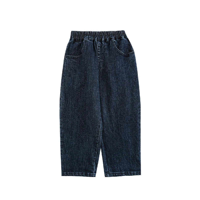 Jeans Bambina con Cucitura Coniglio – Pantaloni in Denim Azzurro e Blu Scuro