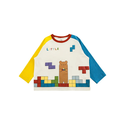 Maglia Bambino in Cotone – Manica Lunga, Bicolore, Azzurro e Giallo, Verde e Rosso