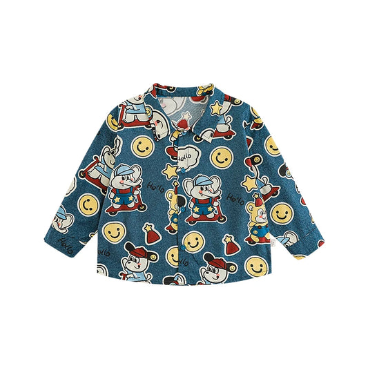 Camicia in Denim Bambino con Stampa Smiley – Stile Casual e Divertente