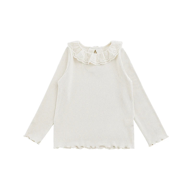 Blusa Bambina in Pizzo Traspirante – Elegante e Leggera, Colori Beige, Grigio, Rosa, Marrone e Nero