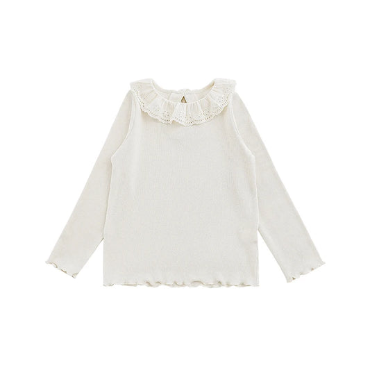 Blusa Bambina in Pizzo Traspirante – Elegante e Leggera, Colori Beige, Grigio, Rosa, Marrone e Nero