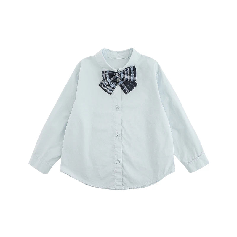 Camicia Azzurra con Papillon per Bambina – Stile Elegante e Raffinat