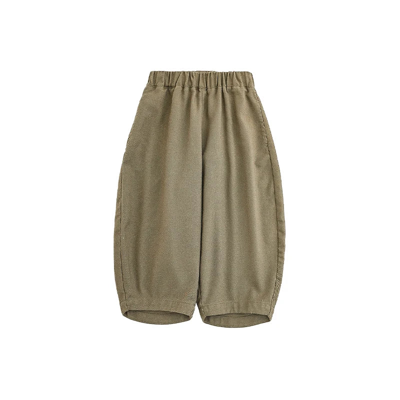 Pantaloni Larghi Bambino in Viscosa – Leggeri e Comodi, Primavera, Beige, Marrone Cachi, Verde