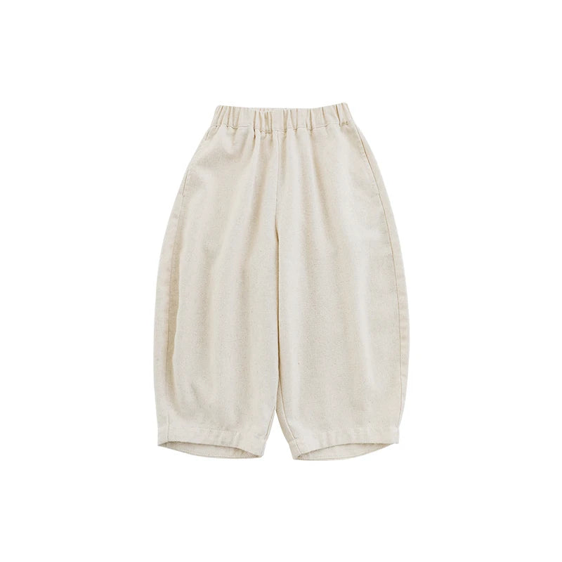 Pantaloni Larghi Bambino in Viscosa – Leggeri e Comodi, Primavera, Beige, Marrone Cachi, Verde