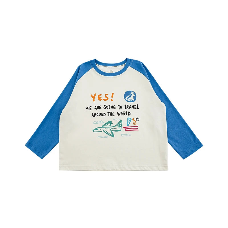 Maglia Bambino in Cotone 100% – Manica Lunga, Stampa Cartoni Animati, Morbida e Traspirante, Verde, Azzurro, Nero