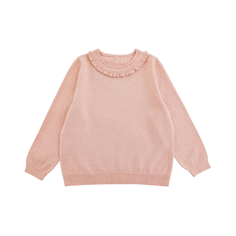 Maglia Elegante a Maniche Lunghe per Bambina – Tinta Unita, Stile Raffinato, Grigio, Rosa, Rosa Chiaro e Beige