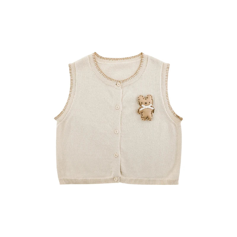 Gilet in Cotone 100% per Bambina – Morbido e Versatile, Beige, Rosa e Marrone