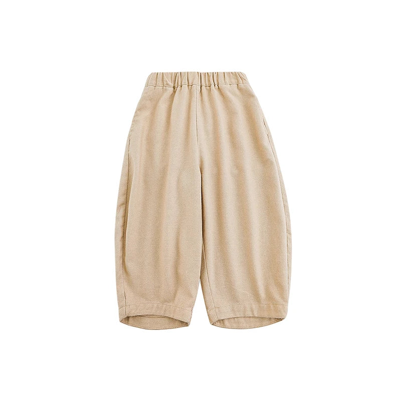 Pantaloni Larghi Bambino in Viscosa – Leggeri e Comodi, Primavera, Beige, Marrone Cachi, Verde