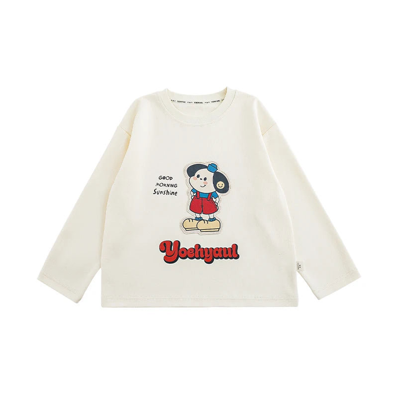 Maglia a Maniche Lunghe Bambino – Basic e Confortevole, Colori Rosso o Beige